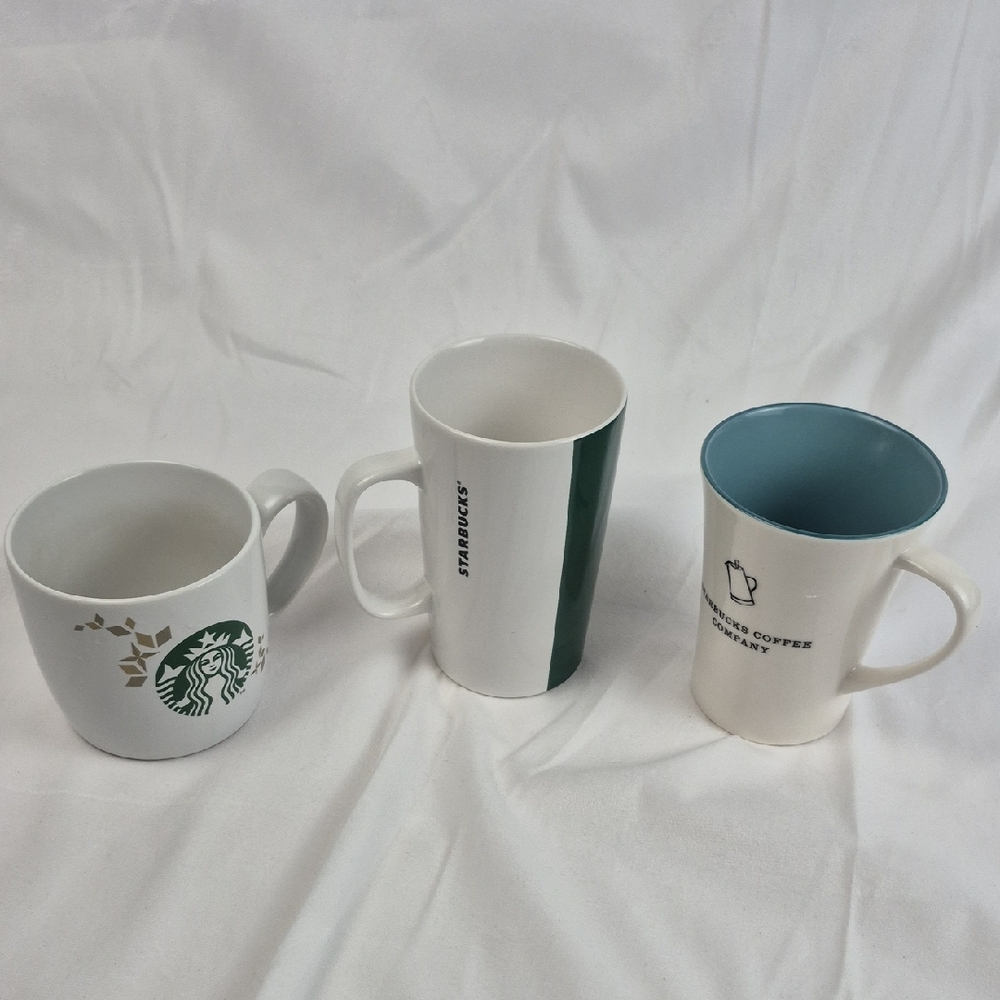 Starbucks Ceramic Mixed Mug Set of 3 - White and Green
